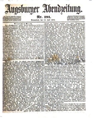 Augsburger Abendzeitung Samstag 13. Juli 1872