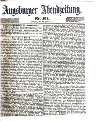 Augsburger Abendzeitung Dienstag 16. Juli 1872