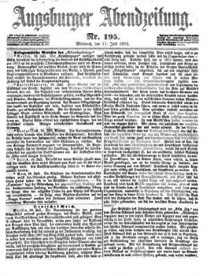 Augsburger Abendzeitung Mittwoch 17. Juli 1872