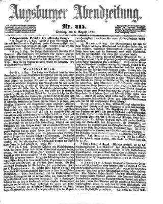 Augsburger Abendzeitung Dienstag 6. August 1872