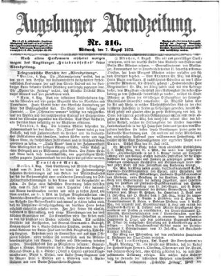 Augsburger Abendzeitung Mittwoch 7. August 1872