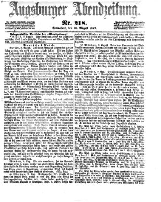 Augsburger Abendzeitung Samstag 10. August 1872