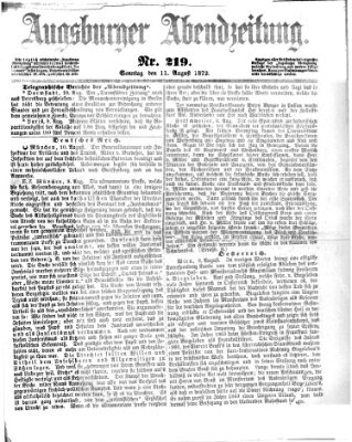 Augsburger Abendzeitung Sonntag 11. August 1872