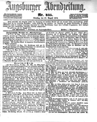 Augsburger Abendzeitung Dienstag 27. August 1872