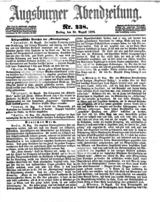 Augsburger Abendzeitung Freitag 30. August 1872