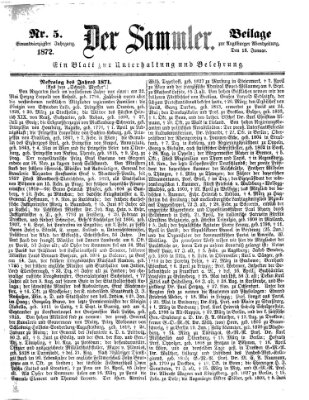 Der Sammler (Augsburger Abendzeitung) Samstag 13. Januar 1872