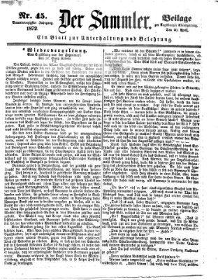 Der Sammler (Augsburger Abendzeitung) Samstag 20. April 1872