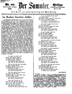 Der Sammler (Augsburger Abendzeitung) Samstag 20. Juli 1872