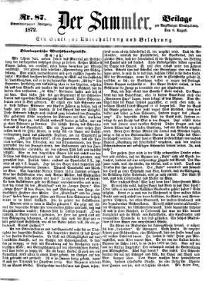 Der Sammler (Augsburger Abendzeitung) Dienstag 6. August 1872