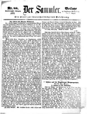 Der Sammler (Augsburger Abendzeitung) Samstag 10. August 1872