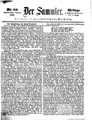 Der Sammler (Augsburger Abendzeitung) Dienstag 13. August 1872