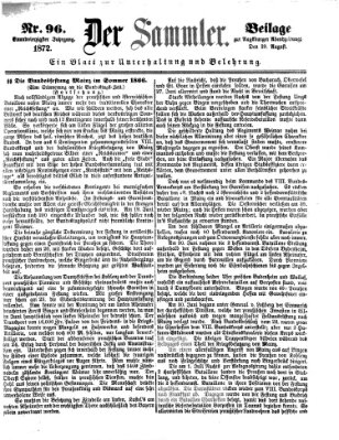 Der Sammler (Augsburger Abendzeitung) Donnerstag 29. August 1872