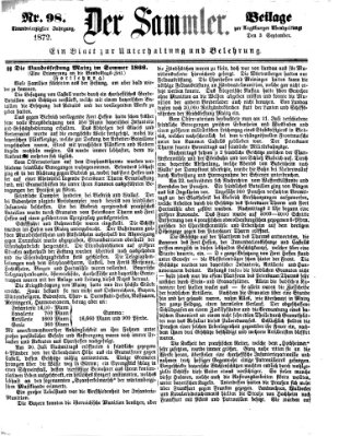 Der Sammler (Augsburger Abendzeitung) Dienstag 3. September 1872