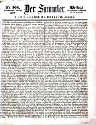 Der Sammler (Augsburger Abendzeitung) Donnerstag 12. September 1872