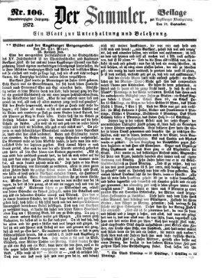 Der Sammler (Augsburger Abendzeitung) Samstag 21. September 1872