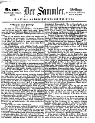 Der Sammler (Augsburger Abendzeitung) Donnerstag 26. September 1872