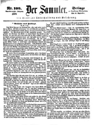 Der Sammler (Augsburger Abendzeitung) Samstag 28. September 1872