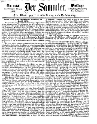 Der Sammler (Augsburger Abendzeitung) Dienstag 17. Dezember 1872