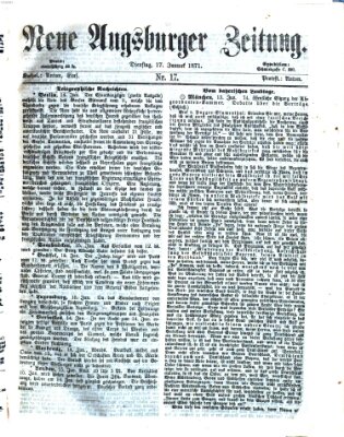 Neue Augsburger Zeitung Dienstag 17. Januar 1871