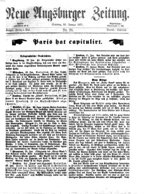 Neue Augsburger Zeitung Sonntag 29. Januar 1871