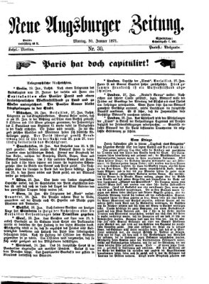 Neue Augsburger Zeitung Montag 30. Januar 1871