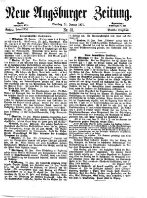 Neue Augsburger Zeitung Dienstag 31. Januar 1871