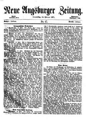 Neue Augsburger Zeitung Donnerstag 16. Februar 1871