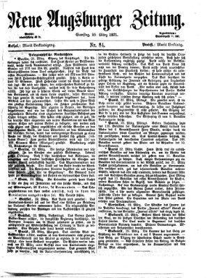 Neue Augsburger Zeitung Samstag 25. März 1871