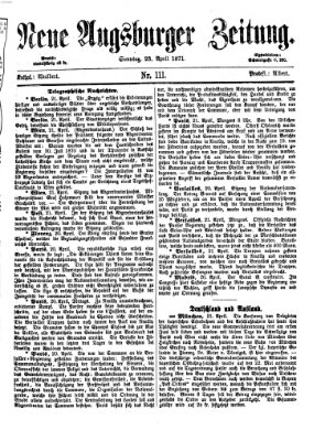 Neue Augsburger Zeitung Sonntag 23. April 1871