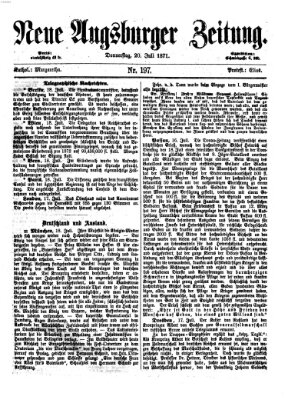 Neue Augsburger Zeitung Donnerstag 20. Juli 1871