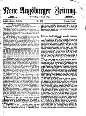 Neue Augsburger Zeitung Donnerstag 3. August 1871