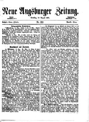 Neue Augsburger Zeitung Samstag 12. August 1871