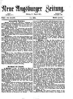 Neue Augsburger Zeitung Montag 21. August 1871