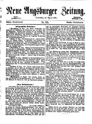 Neue Augsburger Zeitung Donnerstag 24. August 1871