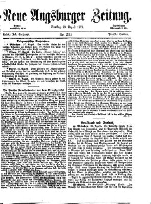 Neue Augsburger Zeitung Dienstag 29. August 1871