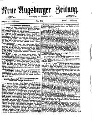 Neue Augsburger Zeitung Donnerstag 14. September 1871