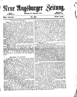 Neue Augsburger Zeitung Mittwoch 20. September 1871