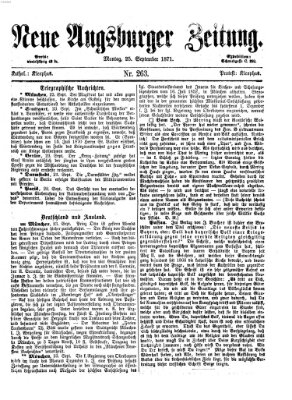 Neue Augsburger Zeitung Montag 25. September 1871