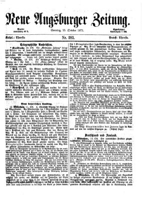 Neue Augsburger Zeitung Sonntag 15. Oktober 1871