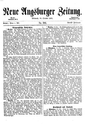 Neue Augsburger Zeitung Mittwoch 18. Oktober 1871