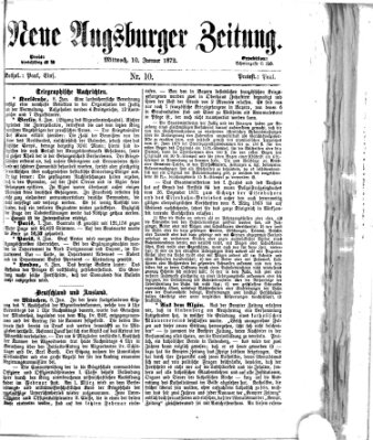 Neue Augsburger Zeitung Mittwoch 10. Januar 1872