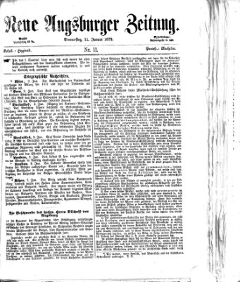 Neue Augsburger Zeitung Donnerstag 11. Januar 1872