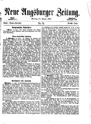 Neue Augsburger Zeitung Sonntag 14. Januar 1872