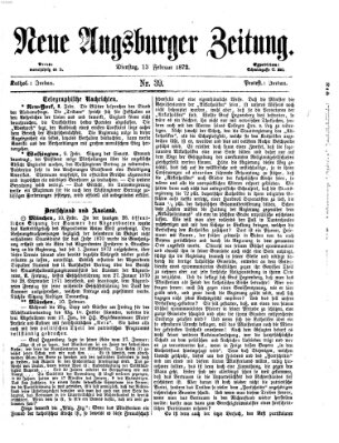 Neue Augsburger Zeitung Dienstag 13. Februar 1872