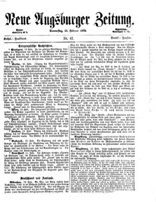 Neue Augsburger Zeitung Donnerstag 15. Februar 1872