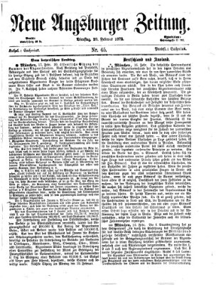 Neue Augsburger Zeitung Dienstag 20. Februar 1872