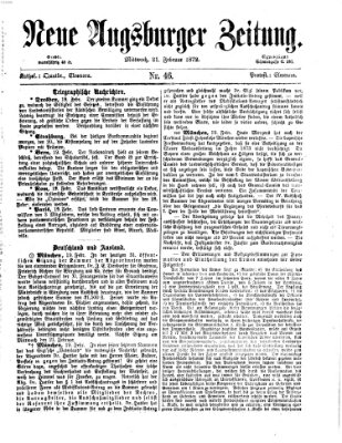 Neue Augsburger Zeitung Mittwoch 21. Februar 1872