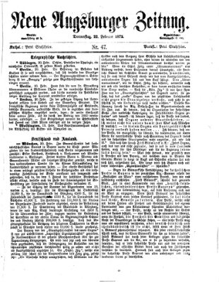 Neue Augsburger Zeitung Donnerstag 22. Februar 1872