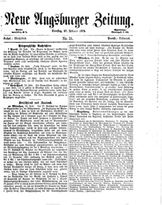 Neue Augsburger Zeitung Dienstag 27. Februar 1872