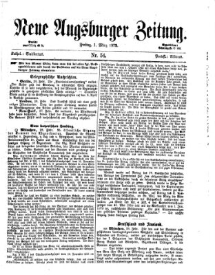 Neue Augsburger Zeitung Freitag 1. März 1872